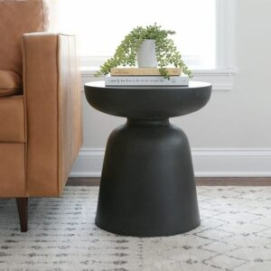 שולחן צד מעוצב עשוי מתכת בגוון שחור