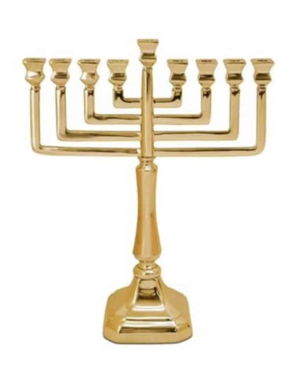 חנוכיה עשויה BRASS זהב בעיצוב מיוחד 50X35X14 ס”מ