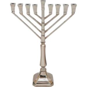 חנוכיה מיוחדת עשויה BRASS בגוון כסף מבריק 54X37X14 ס"מ